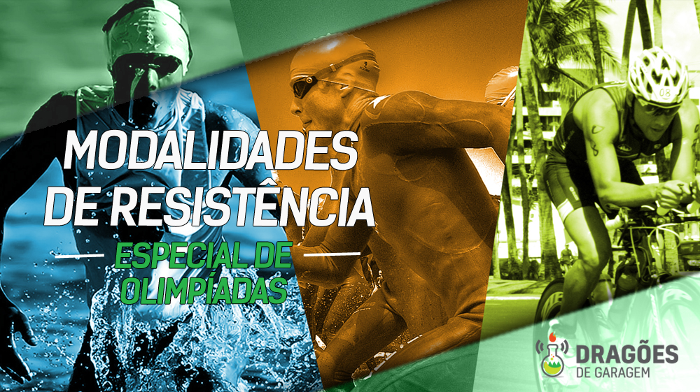 Montagem com atleta nadando, correndo e pedalando